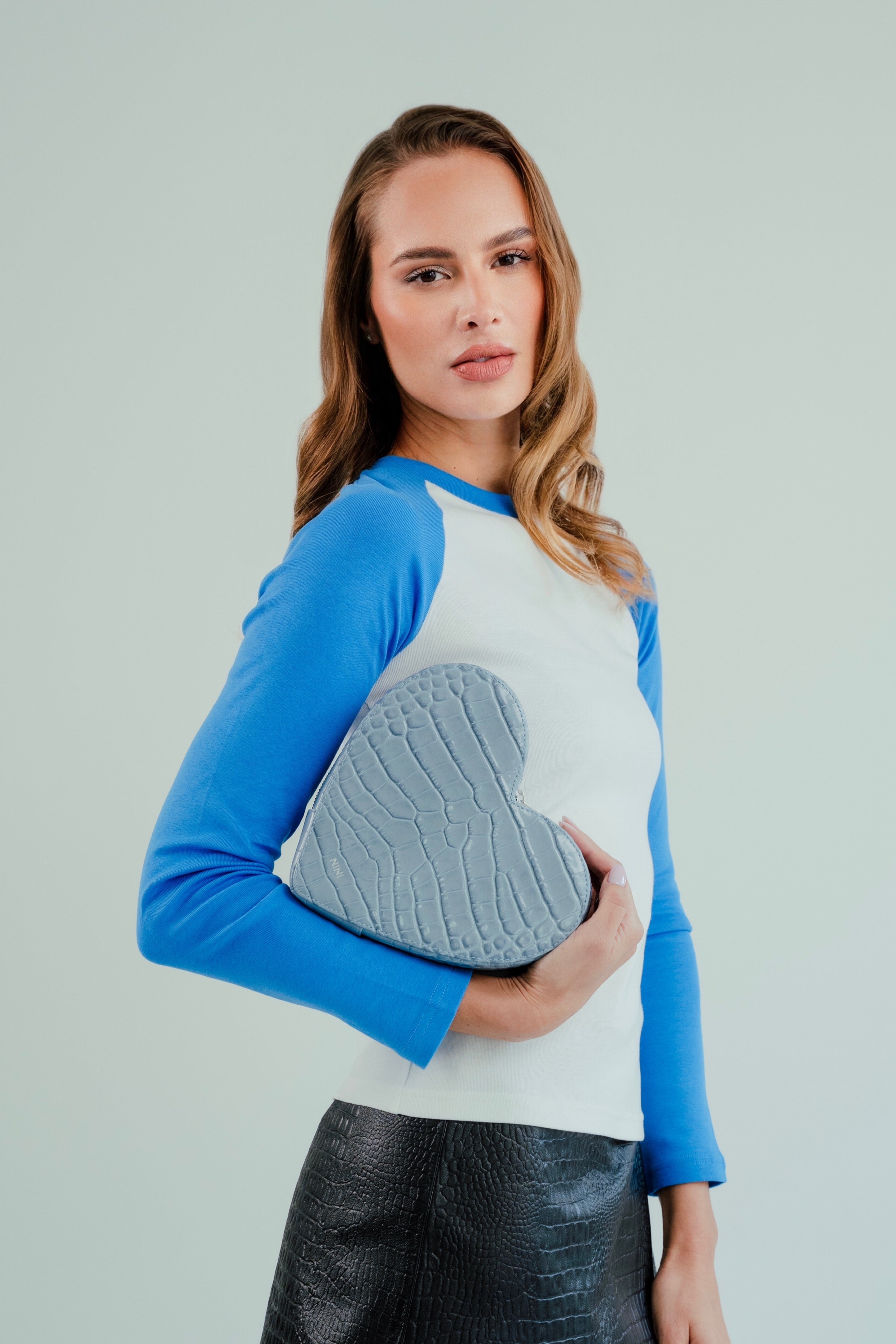 NINI🩵Együtt az Autistákért Croco Emboss Love Bag
